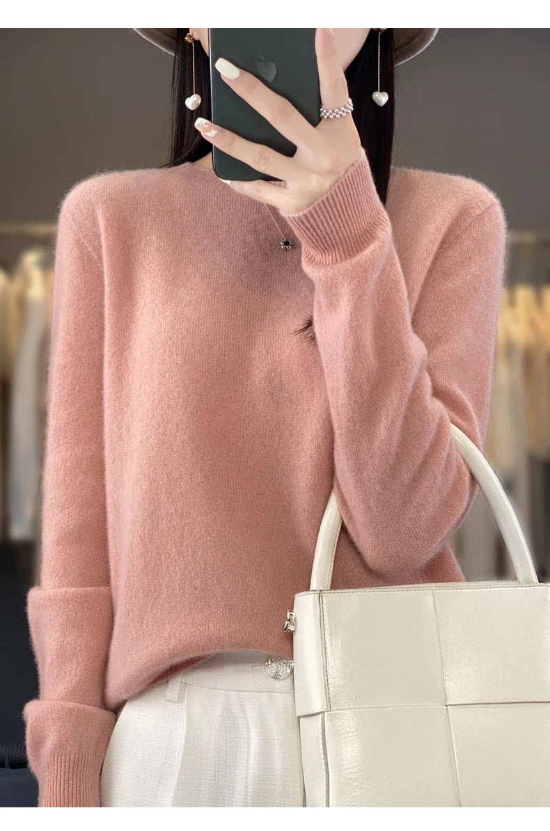 New cashmere sweater women's sweater in autumn and winter 100% merino wool fashion O-neck autumn warm pullover top