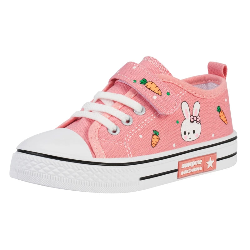 Kids Shoes Girl Sneakers Cute Cartoon Rabbit Flats Children Casual Sneakers 6 To 10 Years Canvas Sports Tennis Shoes for Girl