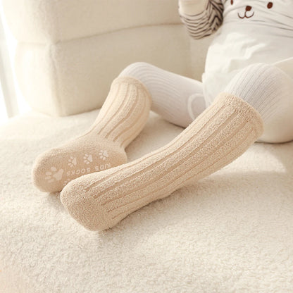 Kids Socks Thick Cold Winter Socks Super Warm Baby Snow Socks Christmas Gifts Coral Fleece Silicone Non-slip Floor Socks