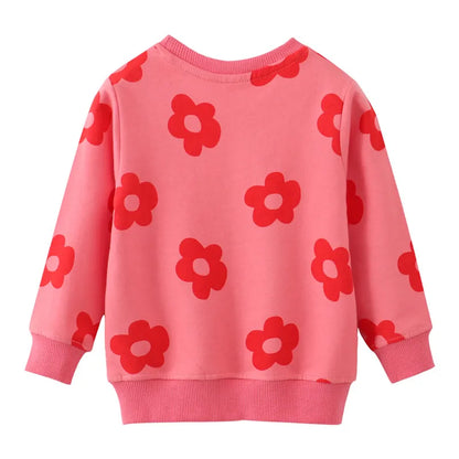 Jumping Meters New Arrival Autumn Spring Girls Sweatshirts Flowers Print Long Sleeve Sport Baby Costume Hooded Shirts Kids Tops