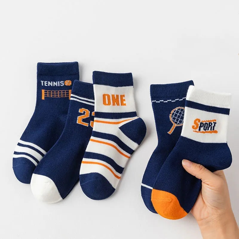 1-14T Kids' Socks Spring Autumn Cotton Socks 5 Pairs/lot Soft Cotton Socks Calf Socks Little Big Boys Crew Sock