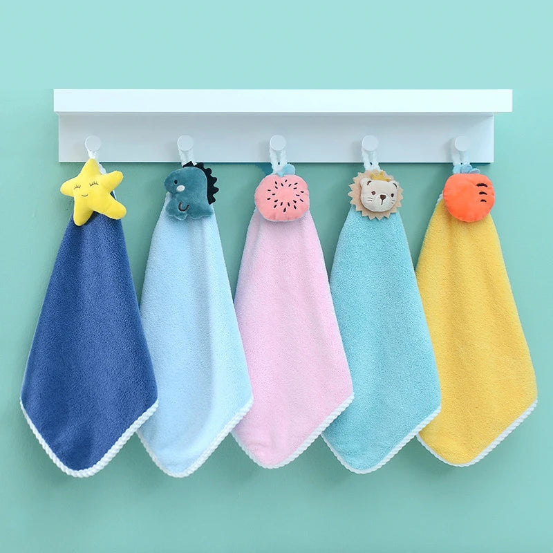 Kids Cute Cartoon Animal Hand Towels for Baby Bath Hand Dry Towel Kids Children Microfiber Towel Quick Drying Hanging Hand Towel