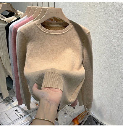 O Neck Winter Sweater For Women Thicken Slim Soft Knitted Tops Plus Velvet Long Sleeve Pullover Casual Warm Malhas Jerseys