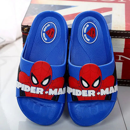 Disney Children's Slippers Summer Boys Indoor Thick Bottom Bath Soft Anti-skid Sandals Carton Boys Flip-flops Outside Blue Shoes