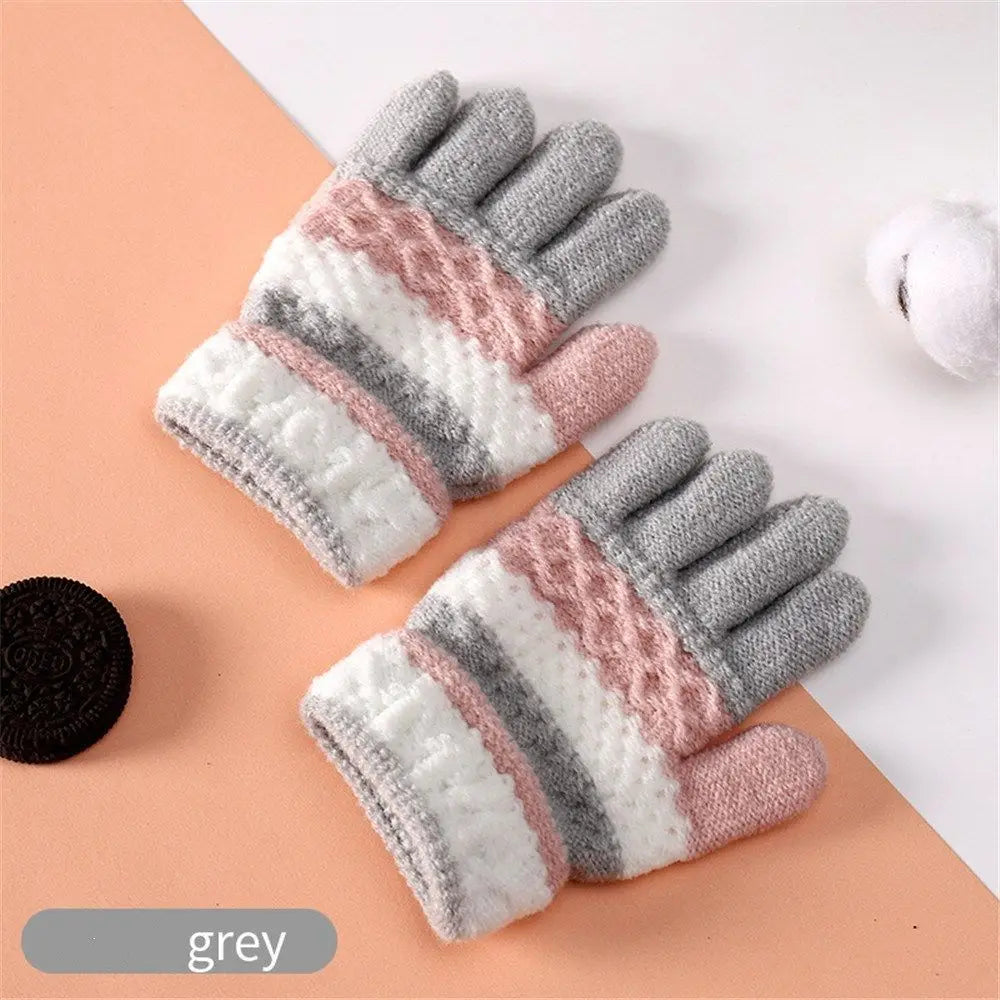 Winter Autumn Soft Knitted Baby Gloves Full Finger Gloves Kids Girls Boys Mittens Outdoor Children Gloves 3-6 Years