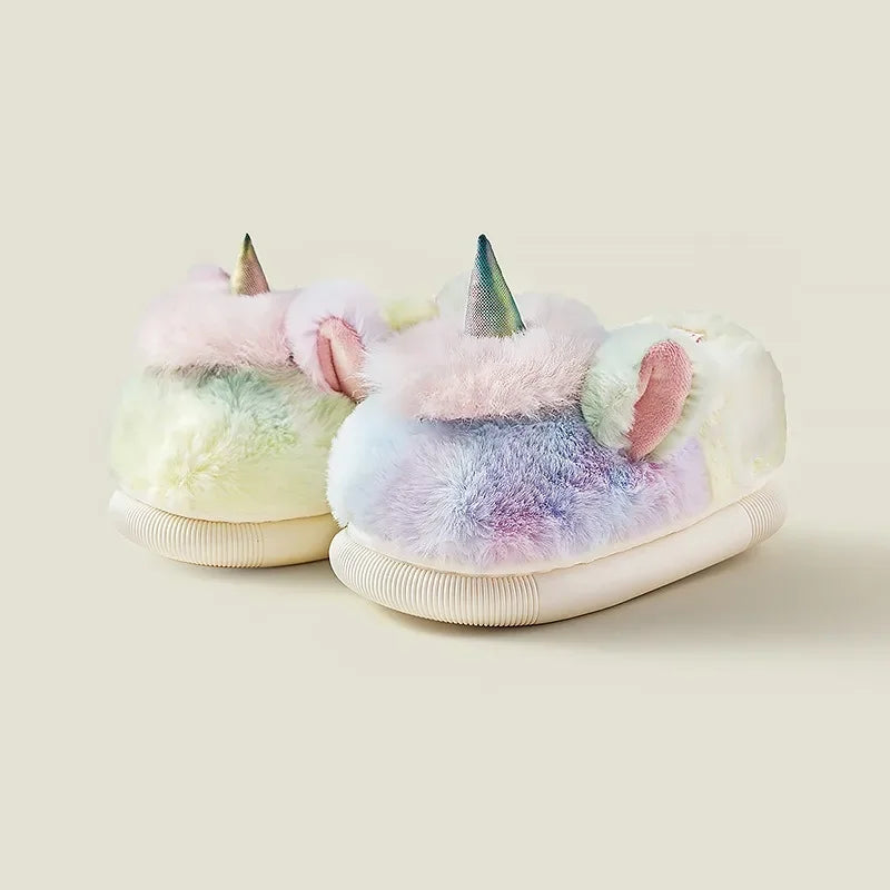 Autumn Winter Children Warm Indoor Cotton Slippers Girls Unicorn Cotton Slippers for Girls Kids Fashion Home Shoes Flat