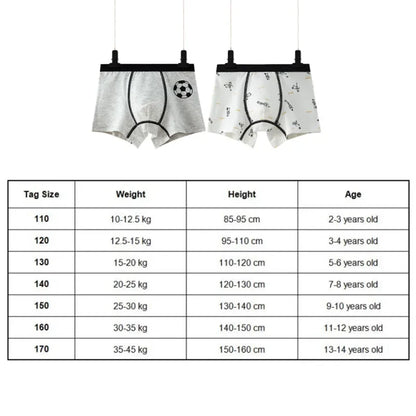 2Pcs Kids Cotton Shorts Boxer Children's Bottoms Boys Underwear Boxer Soft Breathable 2 To14years