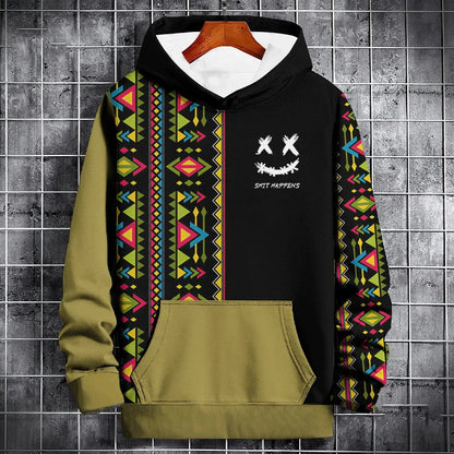 New Autumn Hoodie For Men 3d Ethnic Pattern Patchwork Print Long Sleeve Sweatshirt Fashion Street Hoody Pullover Oversized Tops