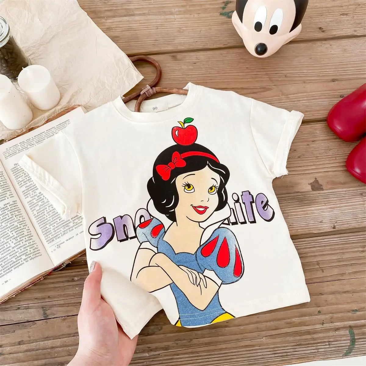 Summer Clothing Girls T-shirt Disney Minnie Short Sleeve Tops Children's Wear Tees Cartoon Cute Baby Girl T Shirts 1 2 3 4 5 6Y