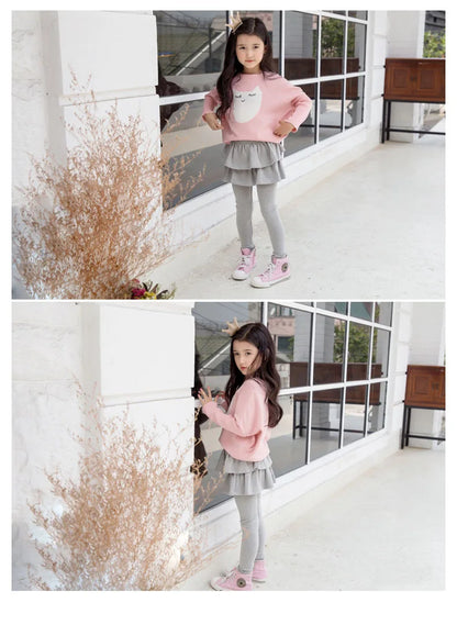 New  Autumn Winter Girls Dress Leggings Design Printed Cotton Children's Pants Kids Leggings Girl Skirt Children Dress