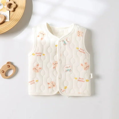 Baby Vest for Spring, Autumn, External Wear, Warm Newborn Vest, Children's Three-layer Cotton, Boys and Girls Winter Clothes