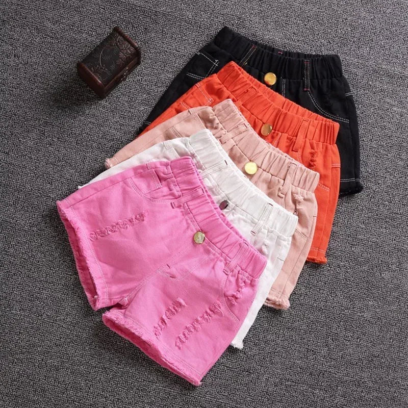 Girls' shorts Summer Korean slim slim denim hot pants ripped casual pants girls Fashion outerwear