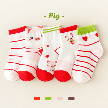 5Pairs Children's socks animal Print Comfortable Breathable Casual Soft Kids Socks thin socks for children носки летние детские