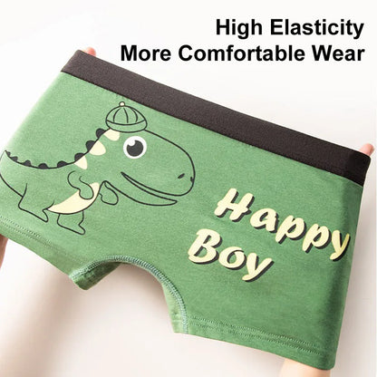 4 Pcs/Set Kids Boys Underwear Cotton Children Boxer Shorts Dinosaur Cartoon Child Panty Breathable Boys Boxers Briefs Trunks