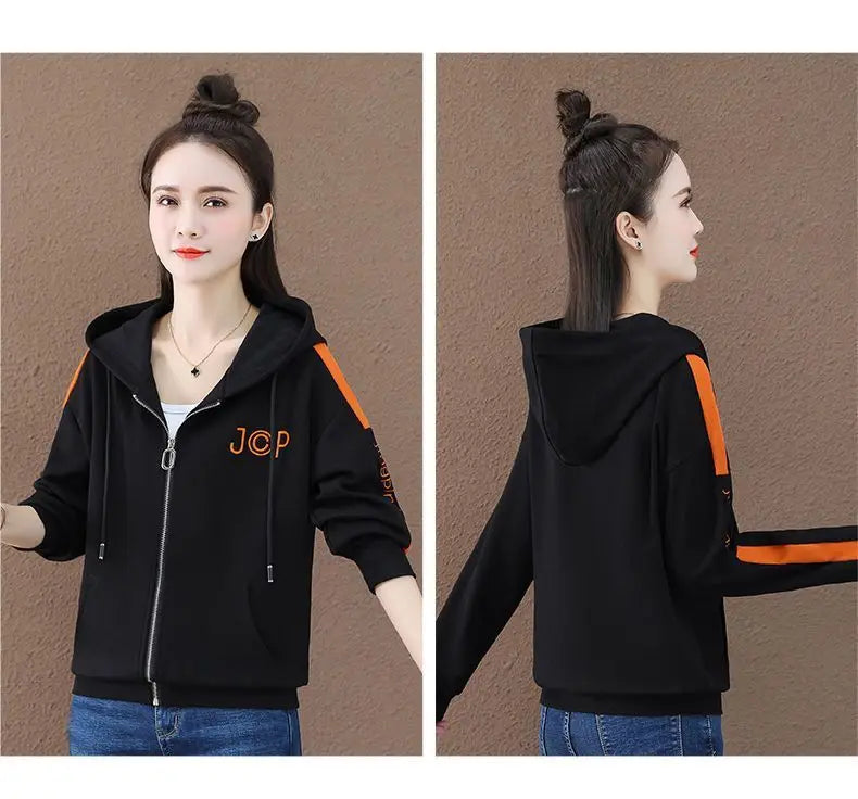 Women's Zipper Cardigan Top with Added Velvet Thickened Short Autumn Winter New Loose Casual Hooded Sweatshirt Fashion Hoodies