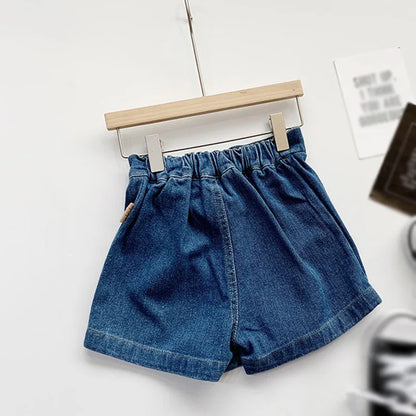 Girls Denim Shorts Summer Elastic Waist Casual Fashion Short Skirt