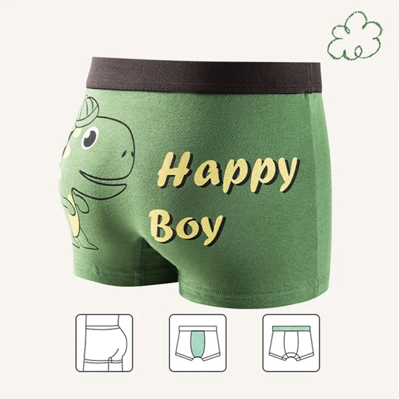 4 Pcs/Set Kids Boys Underwear Cotton Children Boxer Shorts Dinosaur Cartoon Child Panty Breathable Boys Boxers Briefs Trunks