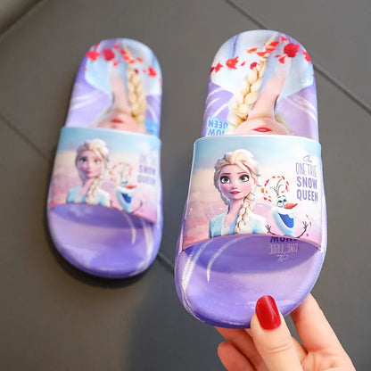 Disney Children's Home Slippers Girls' Summer Home Bathrooms Cartoon Frozen Princess Elsa Sandals Summer Beach Floor Shoes