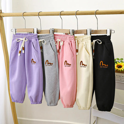 Autumn Children Boy Jogger Pant Cotton Letter Drawstring Infant Baby Boy Sport Pant Loose Elastic Waist Candy Color Kid Boy Pant