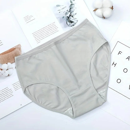 5pcs Simple Solid Briefs, Comfy & Breathable High Waist Stretchy Intimates Panties, Women's Lingerie & Underwear