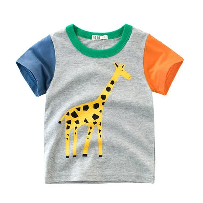 2024 Cartoon Print Baby Boy Dinosaur T Shirt For Summer Infant Kids Boys Girls Lion T-Shirts Clothes Cotton Toddler Letter Tops