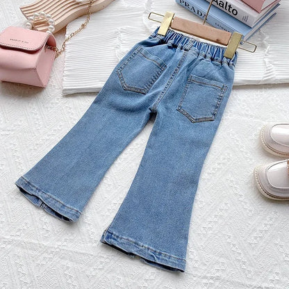 Children's Fashion Jeans Pants 2024 Fall New Products Girls Retro Casual Pants Little Girl Party Street Style Pure Cotton Jeans