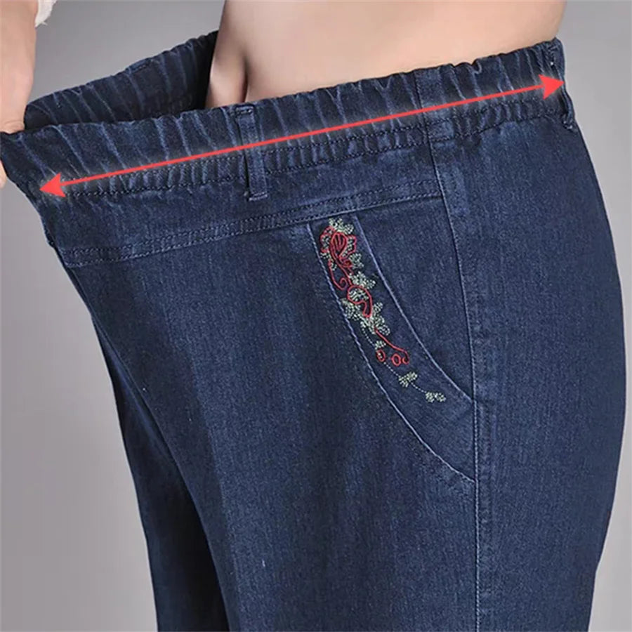 Baggy Elastic High Waist Harem Jeans Women Chic Embroidery Streetwear Big Size 5xl Denim Pants Korean Casual Vintage Vaqueros