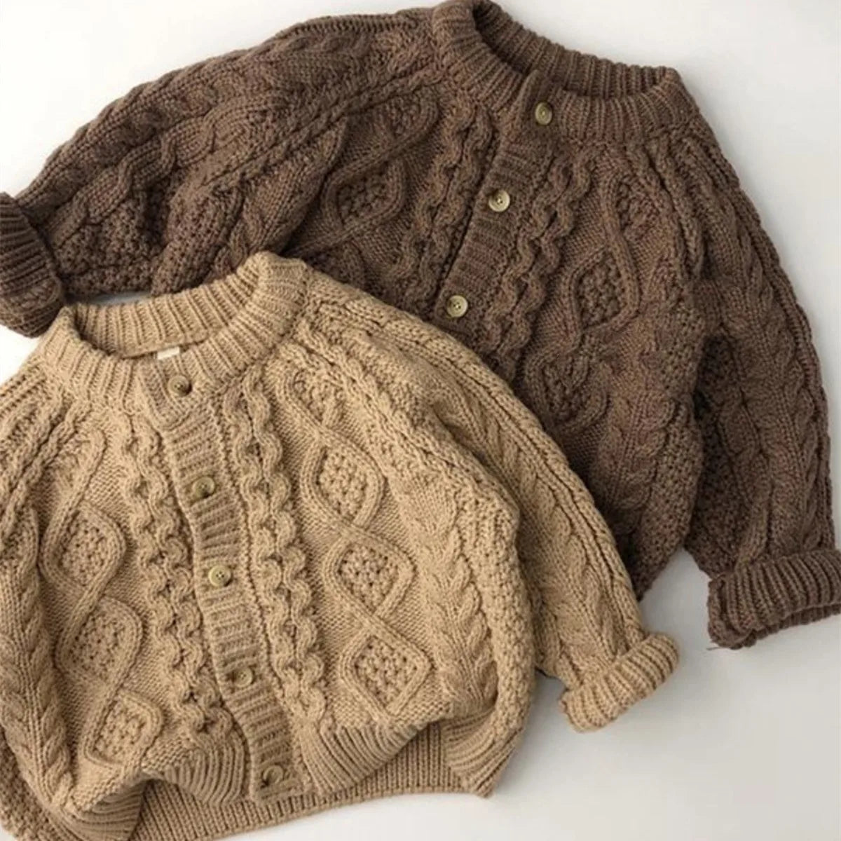 Spring Autumn baby sweater Kids girl solid color Knitted Twists Cardigan Boys soft loose knitwear Baby Clothes