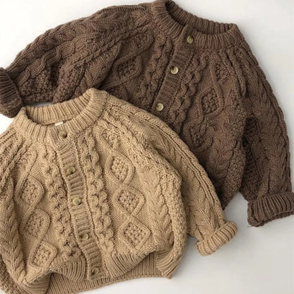 Spring Autumn baby sweater Kids girl solid color Knitted Twists Cardigan Boys soft loose knitwear Baby Clothes