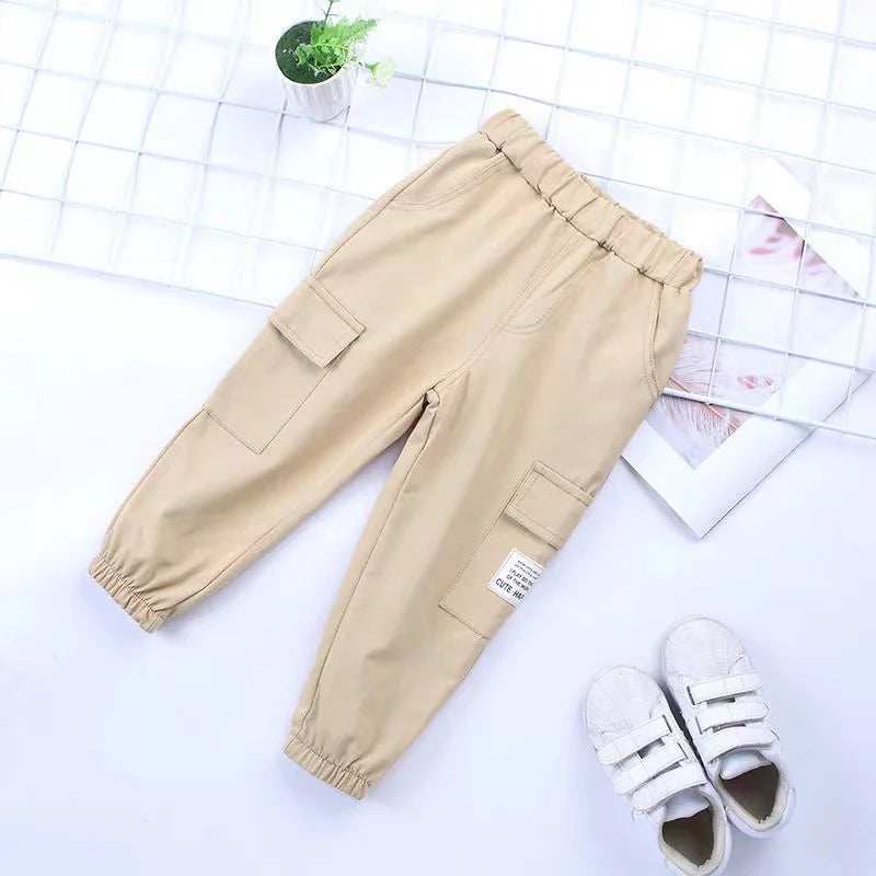 New Cotton Cargo Pants For 2-6 Years Old Solid Boys Casual Sport Pants Enfant Garcon Kids Children Trousers