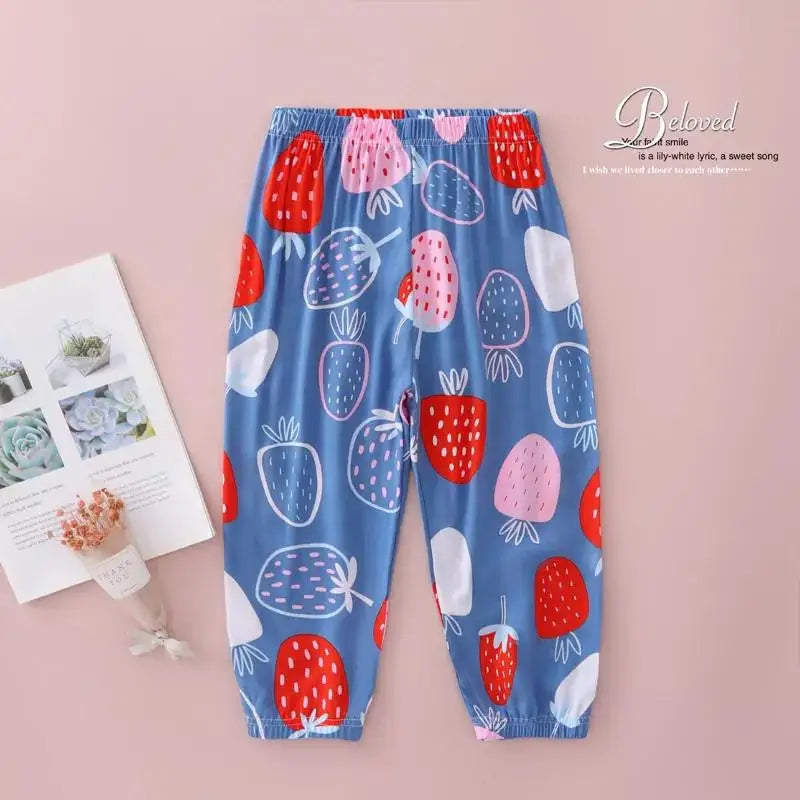 Children's Mosquito Pants 2 4 6 8 Yrs Boys Girls Summer New Disney Cartoon Print Loose Bloomers Cotton Kids Pajama Trousers