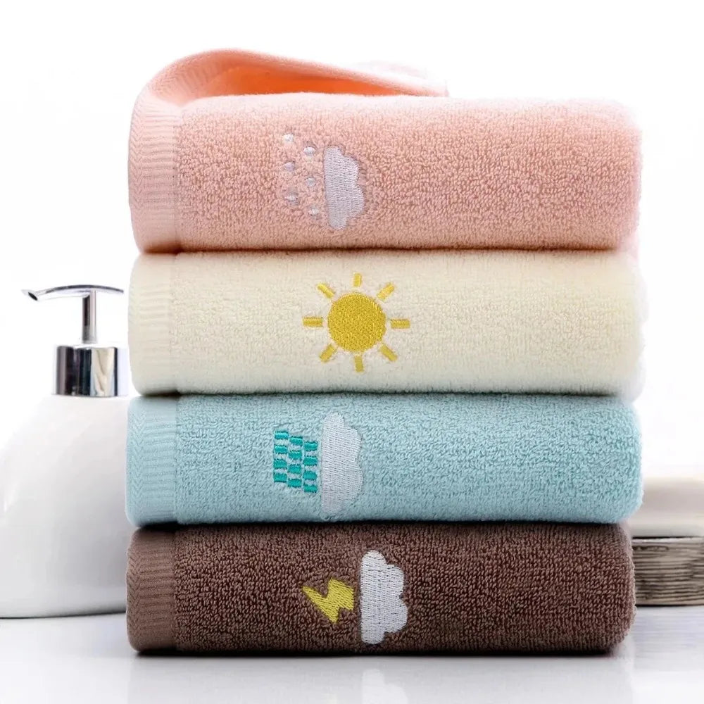 Children Pure Cotton Embroidered Face Wash Towel Solid Color Household Towel Internet Celebrity Style банное полотенце дети