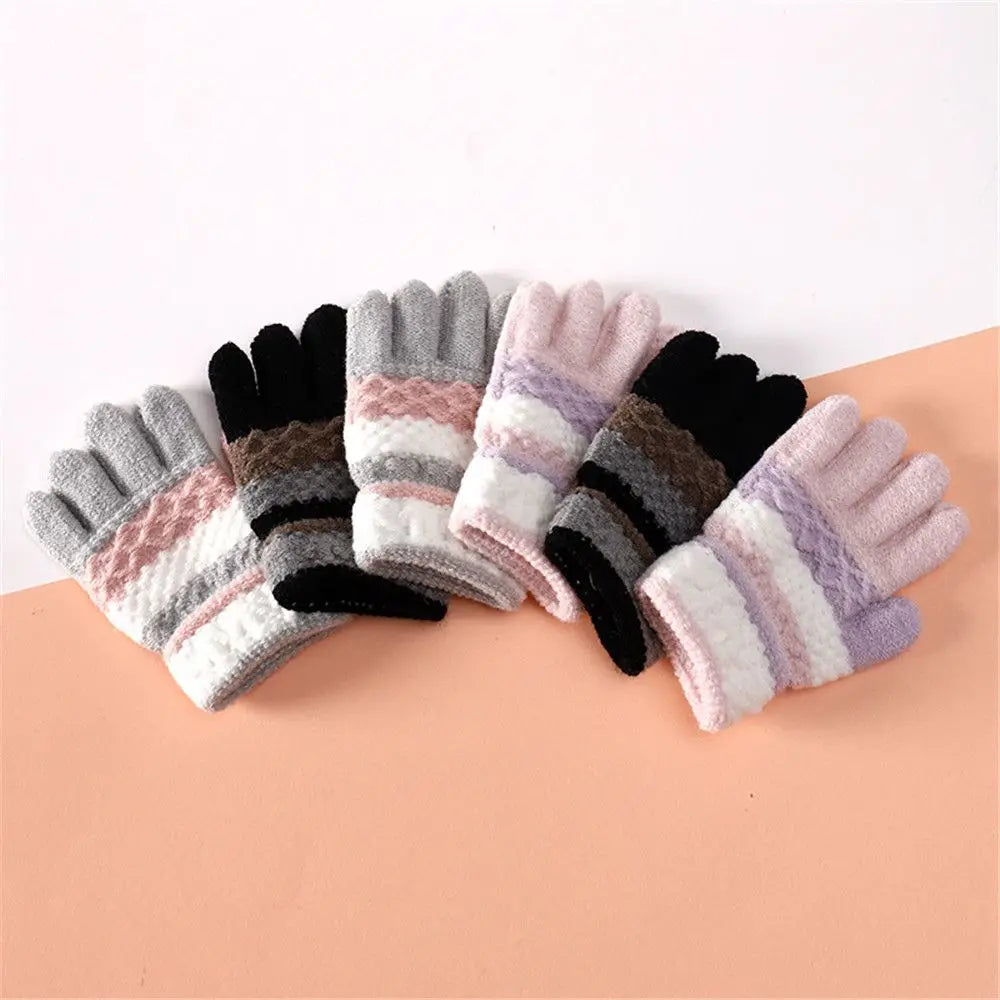 Winter Autumn Soft Knitted Baby Gloves Full Finger Gloves Kids Girls Boys Mittens Outdoor Children Gloves 3-6 Years