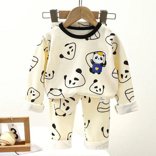 New Kids Boys Girls Pajamas Cute Cartoon Panda Long Sleeve T-Shirt Tops + Pants Baby Spring Autumn Sleepwear Clothing Sets