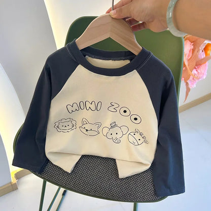 Children Warm T-shirt Spring Children's T-shirt Boys Girls Long Sleeve Base Coat Leisure Wear Boys Girls Tops Kids Clothes