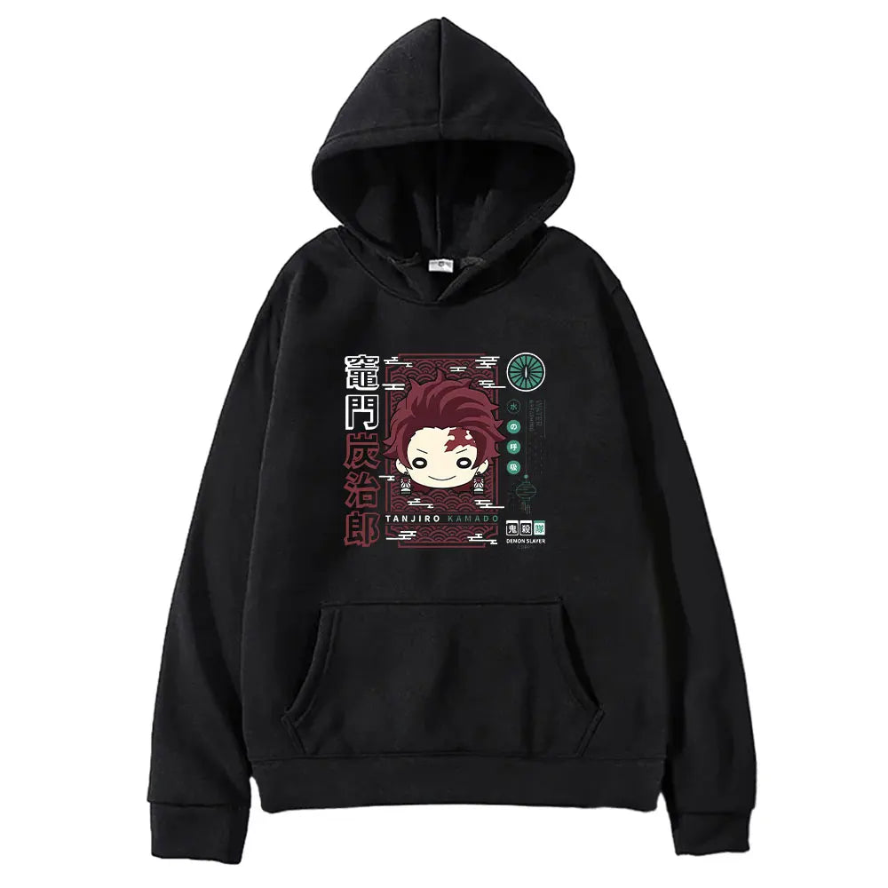 Demon Slayer Anime Hooded Kamado Tanjirou Printed Men Women Hoodies Long Sleeve Casual Loose Sweatshirt Harajuku Streetwear