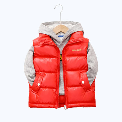 2024 Autumn Winter Children Thicken Vest Baby Boys Girls Solid Color Waistcoats Kids Zipper Outerwear Children's Clothing