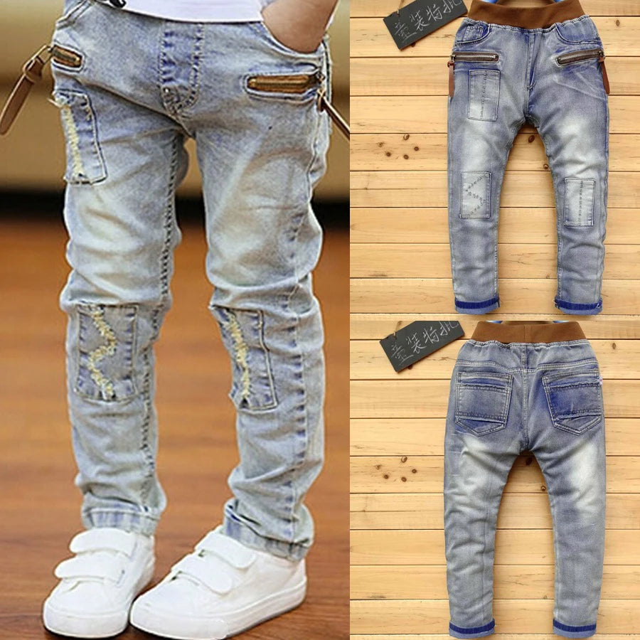 IENENS 5-13Y Kids Boys Clothes Skinny Jeans Classic Pants Children Denim Clothing Trend Long Bottoms Baby Boy Casual Trousers