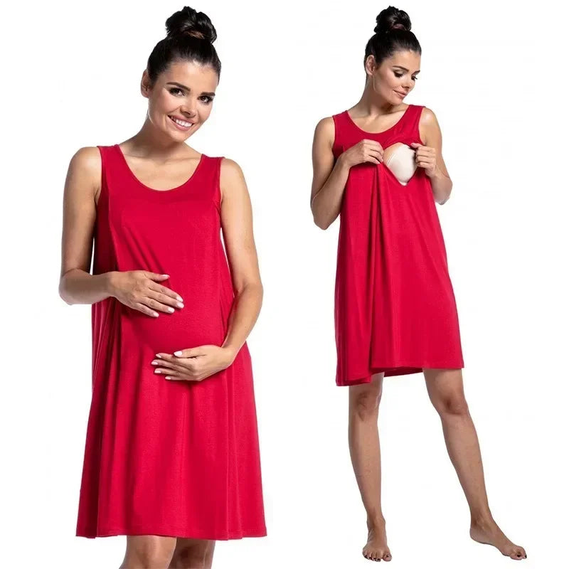 The Latest Maternity Loose and Comfortable Solid Color Breastfeeding Dress Hospital Dress Nursing Dress Carry Coat