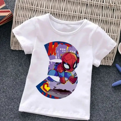 Summer Marvel Spiderman Cotton Children T-shirt 1-9 Years Old Birthday Gift Boy Clothing Fashion Casual T Shirt Baby Kid Tee Top