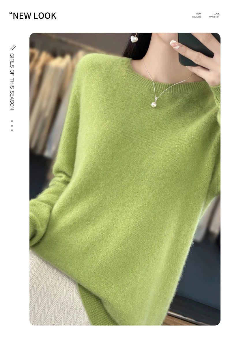 New cashmere sweater women's sweater in autumn and winter 100% merino wool fashion O-neck autumn warm pullover top