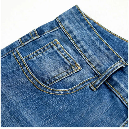 Summer Thin Short Jeans Men 2024 New Stretch Dark Blue Denim Shorts Fashion Slim Straight Classic Knee Length Pants Male