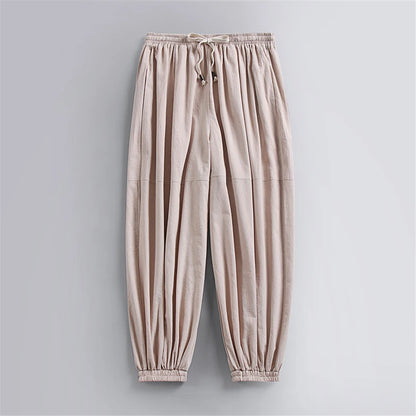 Linen Pants Men Baggy Jogger Pants Plus Size 9XL Summer Ankle-length Pants Male Solid Color Bottom Big Size 9XL