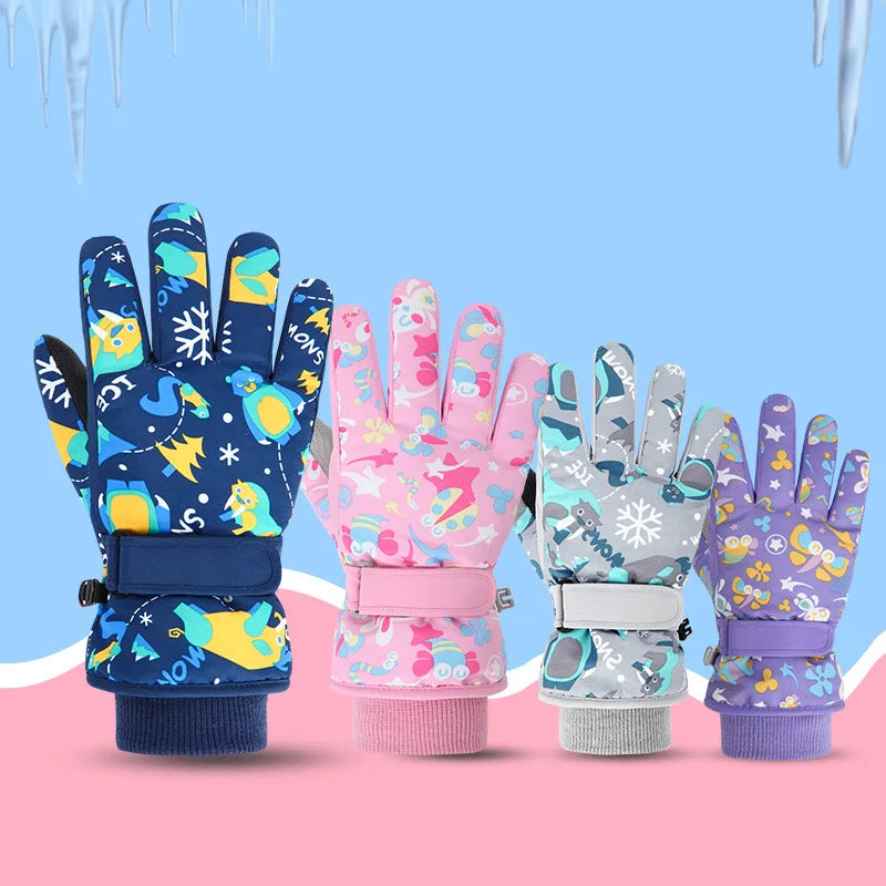 High Quality Children Kids Ski Gloves Winter Snowboard Snow Warm Glove Boys Girl Waterproof Thicken Mittens Keep Finger Warm