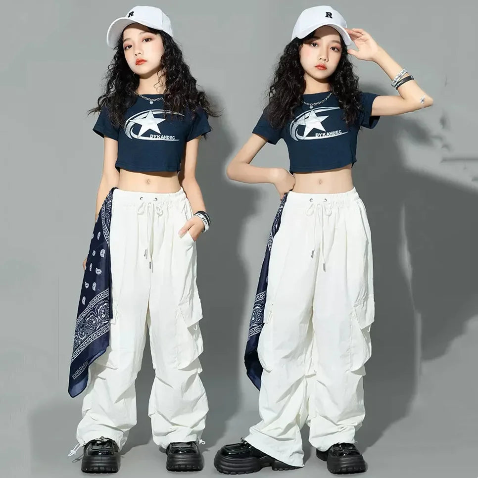 Girl Pants Kids Clothes Hip Hop Joggers Cool Cargo Clothes Teenage Straight Trousers High Waist Vintage Casual Streetwear Baggy