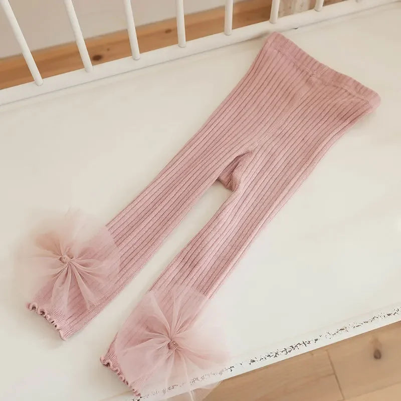 New Baby Girls  Leggings Cotton Bows Spring Autumn Kids  Pants For Girl Fashion High Waist Long Trousers Children's