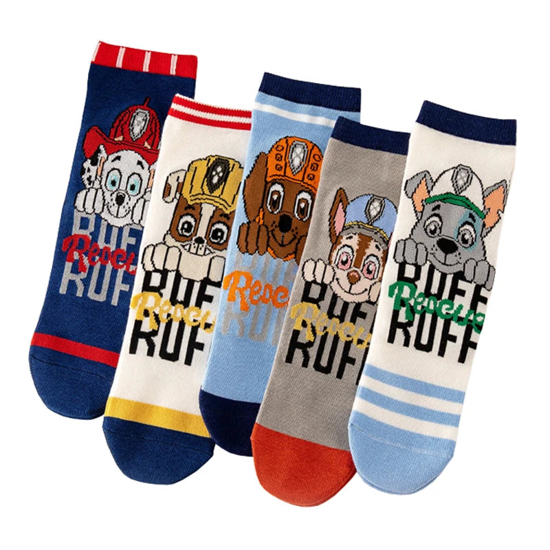 5 Pairs Paw Patrol Kids Socks Cotton Boys Cute Cartoon Socks for Children Baby Casual Socks Spring and Summer Boys Socks