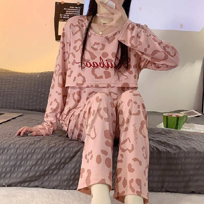 New Monthly Clothing 2-Piece Spring And Autumn Maternity Pajamas Summer Breastfeeding Suit Breastfeeding Pajamas Homewear