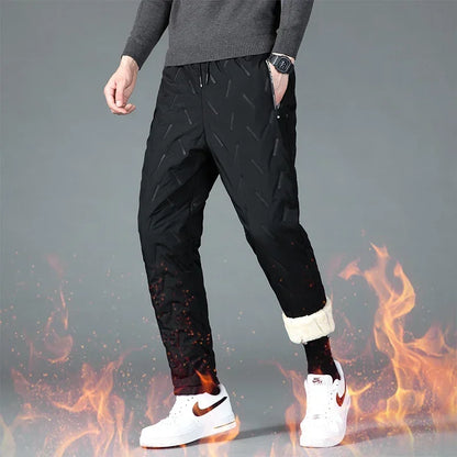 UETEEY Winter Fleece Pants Men Lambswool Thicken Warm Waterproof Trousers Male Casual Casual Thermal Man Joggers Sweatpants 2024