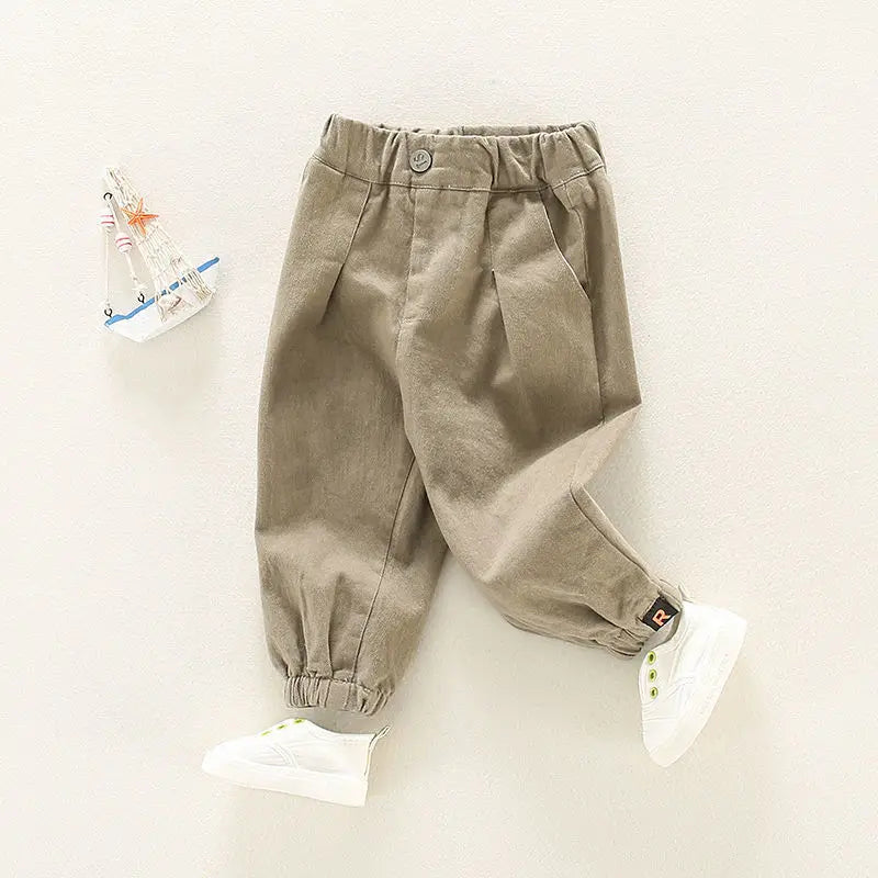 Autumn Children Boys Sweatpants Cotton Letter Sticker Infant Babys Boys Jogger Pants Solid Elastic Waist Toddler Boys Suspenders